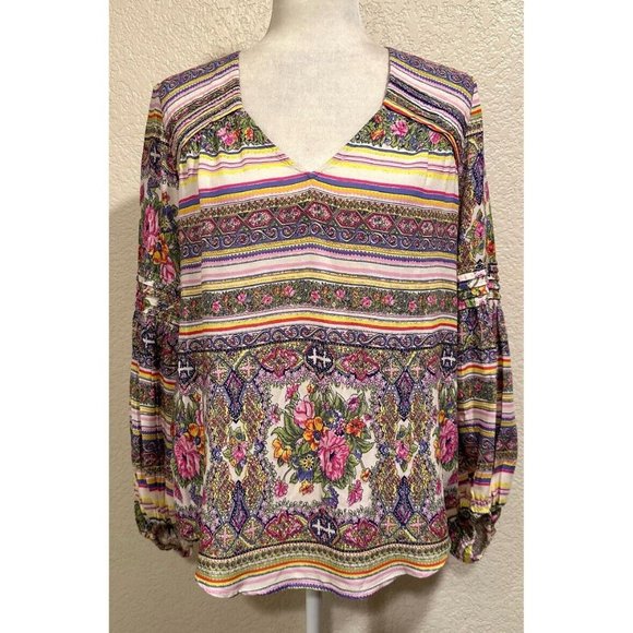 Anthropologie Maeve Ceresco Peasant Boho  Floral Blouse - Picture 2 of 6